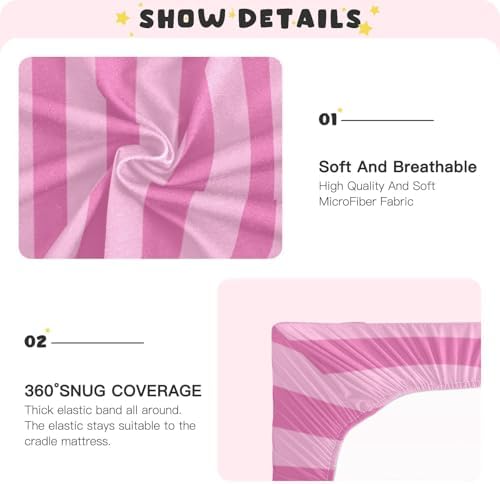 Dark Light Pink Stripes Fitted Crib Sheets for Baby Toddler