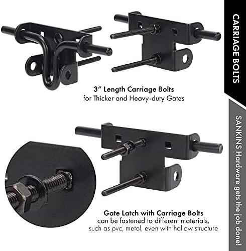 SANKINS 2 Pcs Sliding Bolt Gate Latch Black