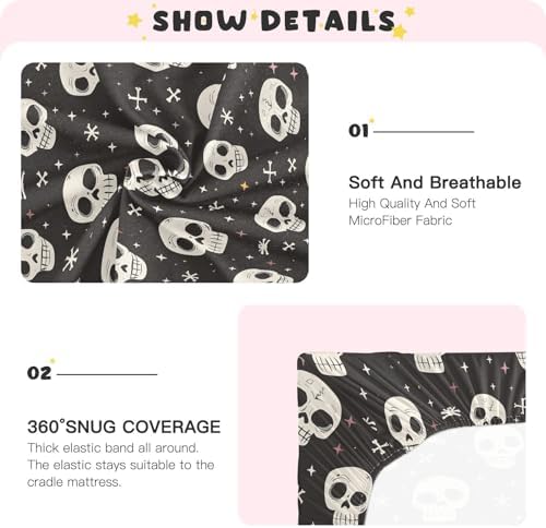 ALAZA Human Skeleton Crib Sheets for Girls and Boys