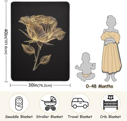KICPOAY Golden Rose Swaddle Blanket for Newborn Baby