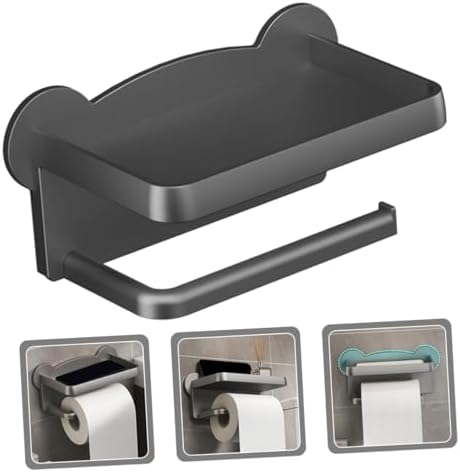 TEHAUX Wall Mount Toilet Paper Holder Double Design No Drill Installation