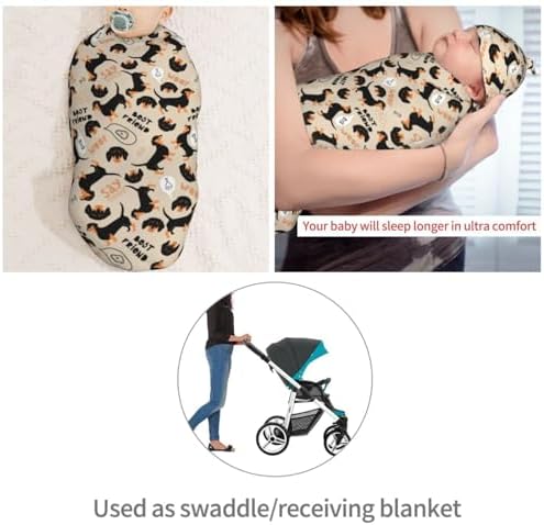 Muishi Cute Dachshund Swaddle Blanket and Hat Set