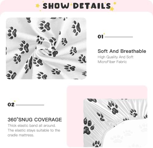 ALAZA Bear Footprint Crib Sheets for Girls and Boys