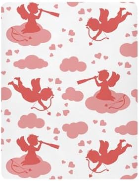 KICPOAY Valentines Cupid Angel Hearts Crib Sheets 1