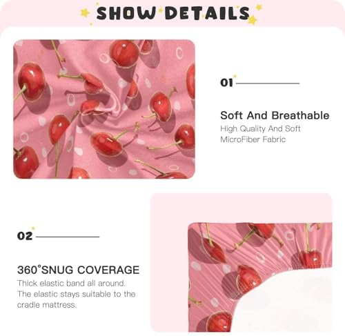 ALAZA Fresh Cherries Crib Sheets for Girls and Boys 1
