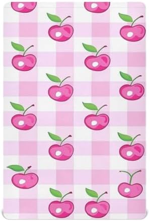 ALAZA Pink Cherry Buffalo Plaid Crib Sheets for Girls and Boys