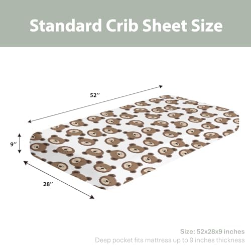 Neutral Boho Bears Crib Sheets 52x28inch