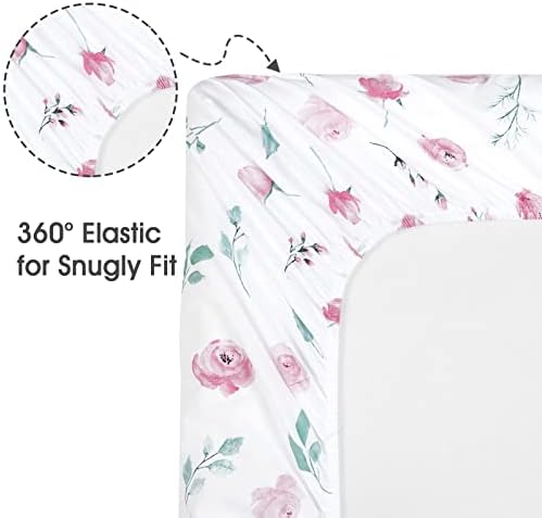 Davids Kids 2 Pack Cotton Mini Crib Sheets Floral Pattern