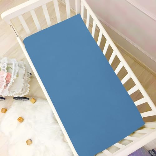 KEIGE Steel Blue Fitted Crib Sheet for Girls and Boys