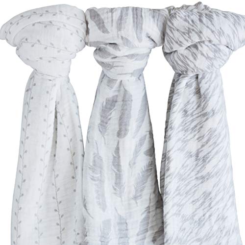 Elys Co Muslin Swaddle Blanket 3 Pack Classic Grey 1