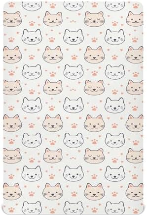 KEIGE Cute Cats Crib Sheet for Baby Soft Microfiber