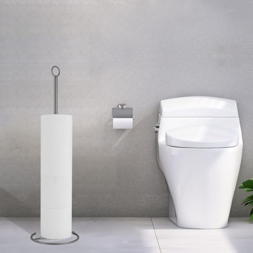 Eolax Toilet Paper Holder Stand 4-Roll Capacity All Metal Gray