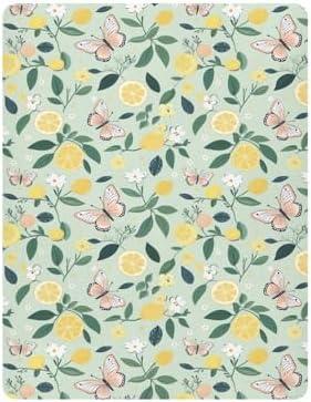KEIGE Lemon Butterfly Crib Sheet for Baby Bed