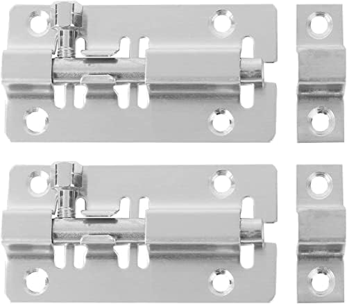 VOIV 2PC Door Slide Latch Lock with Brushed Nickel Finish 1