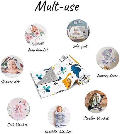 Customized Woodland Theme Baby Blanket with Name and Date
