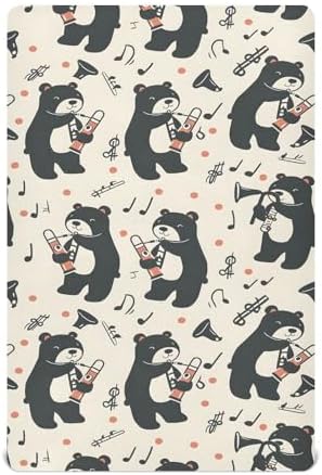 ALAZA Bears Tube Music Crib Sheets for Babies