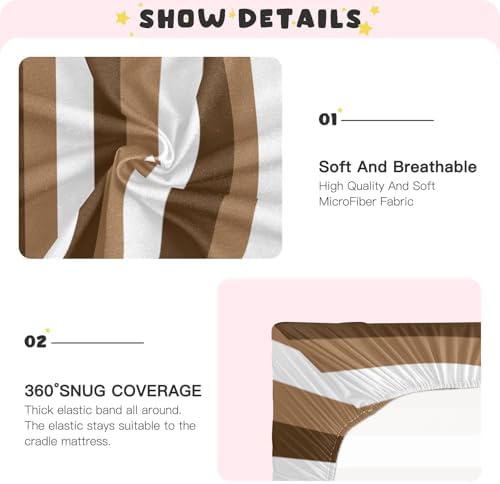 Brown White Stripes Fitted Crib Sheets for Baby