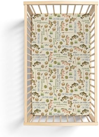 Vintage Lake Fishing Crib Sheets 52x28