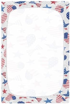KICPOAY American Flag Bows Crib Sheets for Baby Toddler