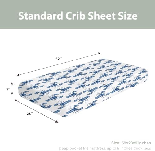 Watercolor Blue Lobster Crib Sheets 52x28 Nautical Fit