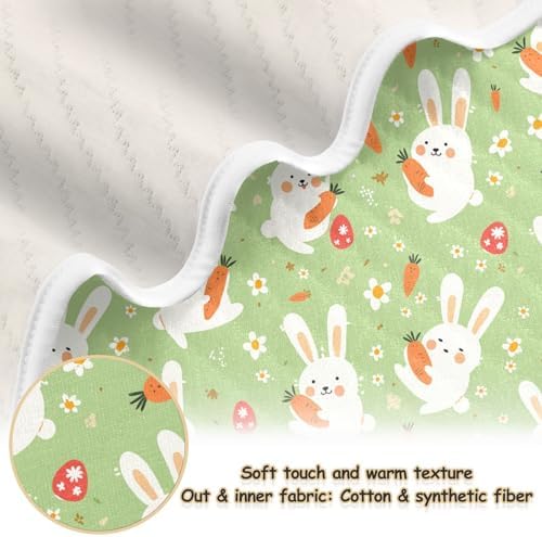 Sanluoli Green Cute Rabbits Baby Swaddling Blanket