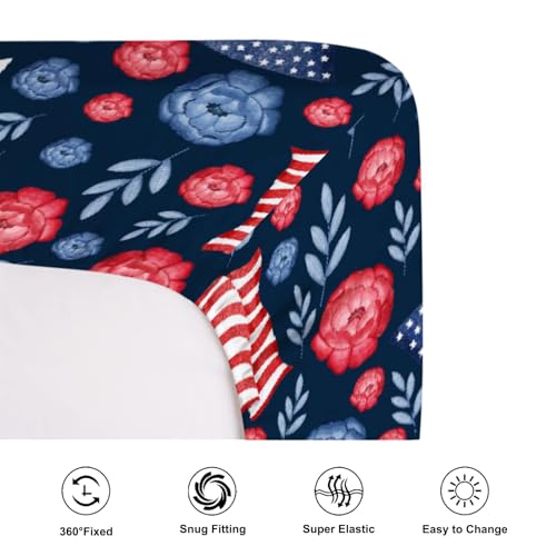 KASTLEE American Flag Crib Sheets with Floral Design