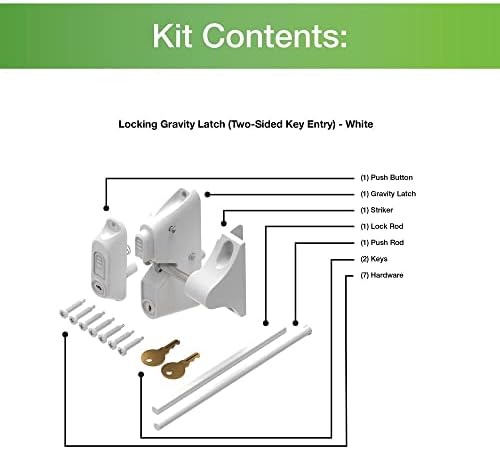 Barrette Outdoor Living 73050188 White Locking Gravity Latch Hardware