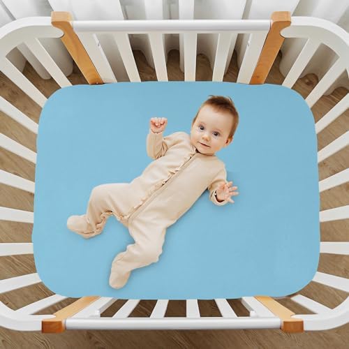 KEIGE Sky Blue 02 Fitted Crib Sheet for Baby Bed