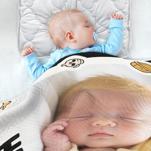 Custom Cute Baby Photo Pirate Boat Blanket 30x40in