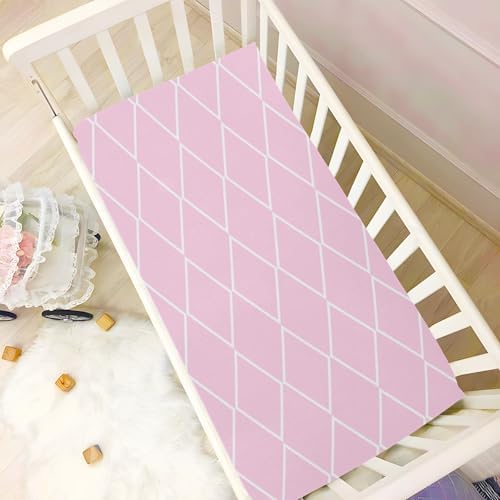 Checkered Pink White Crib Sheets for Baby Toddler