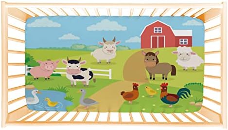 ANGELJUAN Soft Fitted Crib Sheet with Farm Animals Landscape