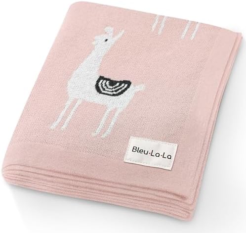 Bleu La La Knit Swaddling Blanket - Llama Pink