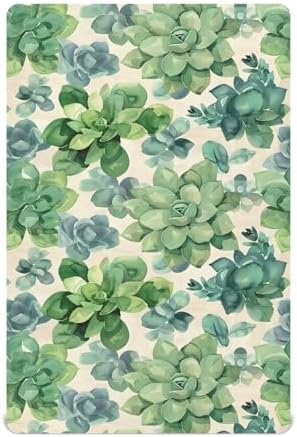 ALAZA Green Succulents Crib Sheets for Boys and Girls