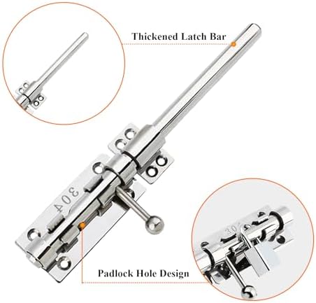 304 Stainless Steel Gate Latch Heavy Duty Security Bolt