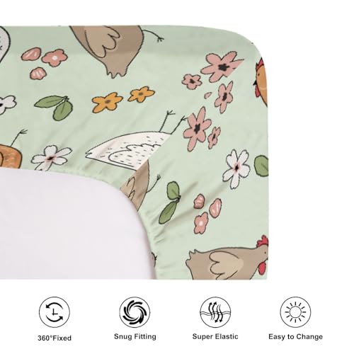 KASTLEE Cute Chicken Floral Baby Crib Sheet 52x28