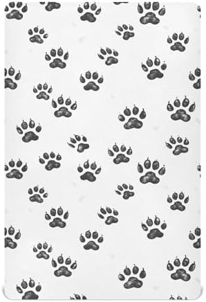 ALAZA Bear Footprint Crib Sheets for Girls and Boys