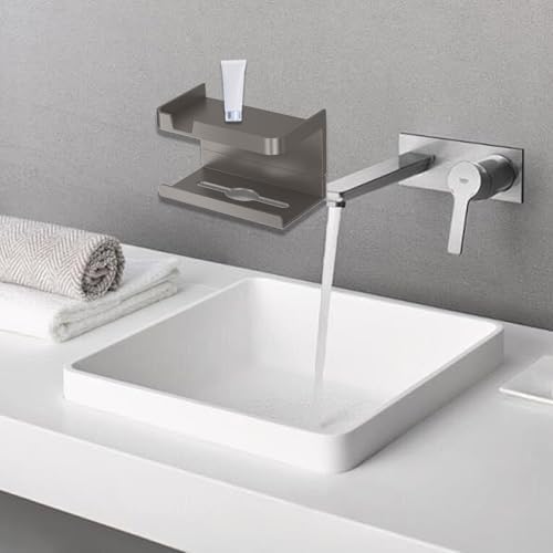 Wall Mounted Toilet Paper Holder with Large Shelf and Storage