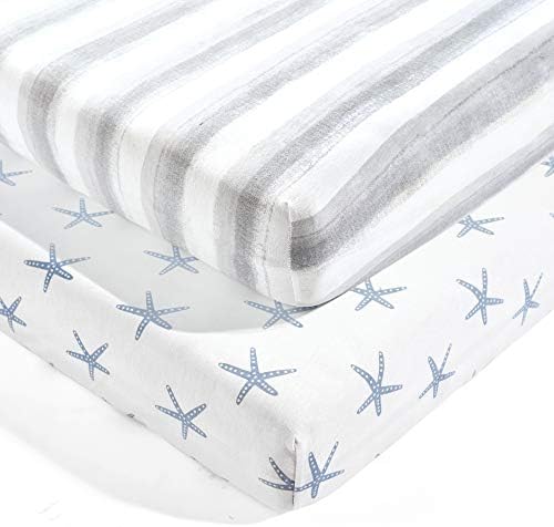 Lush Decor 2 Pack Organic Cotton Crib Sheets with Drop