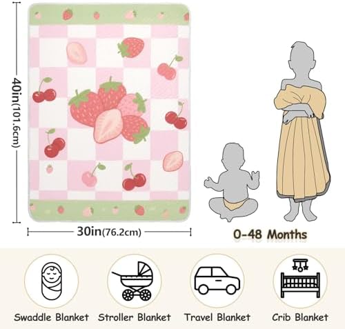 Sanluoli Baby Swaddle Blanket 30x40in Cartoon Cute Strawberries