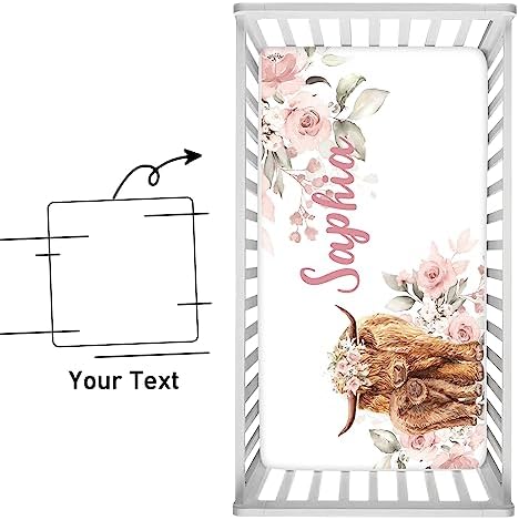 2 Piece Custom Name Crib Sheet with Baby Name Design