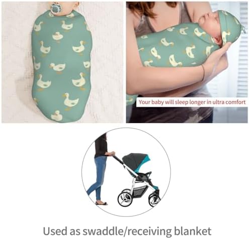 Muishi Kawaii White Goose Swaddle Blanket Beanie Set