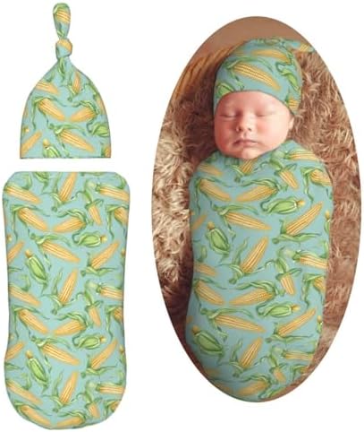 Muishi Baby Corn Swaddle Blanket Hat Set