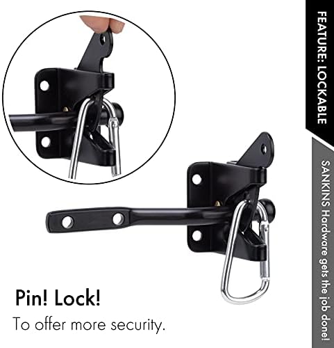 Self Locking Heavy Duty Gate Latch with Gravity Lever Steel Black