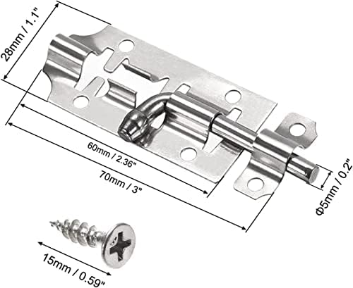 SHAUNI 4pcs Stainless Steel Slide Bolt Door Lock