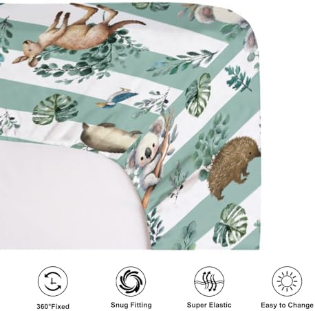 KASTLEE Baby Koala Crib Sheet 52x28 Green Stripes