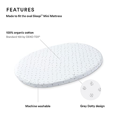 Stokke Sleepi Mini Fitted Sheet Grey Dotty - Organic Cotton