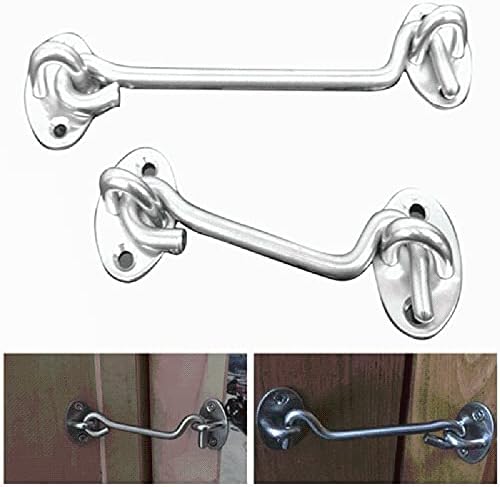 SHAUNI Hook and Eye Latch Gate Bolt - Black 6 Inch Heavy Duty