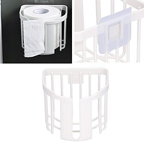 Jwthee Toilet Paper Holder - Wall Mounted ABS Adhesive Basket White