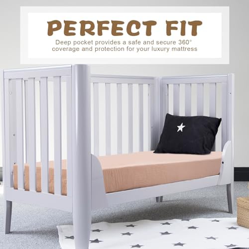Newwiee 3 Pcs Muslin Crib Sheets Neutral Soft Fitted for Boys Girls