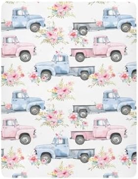 ALAZA Baby Crib Sheets White Background with Flowers Pattern